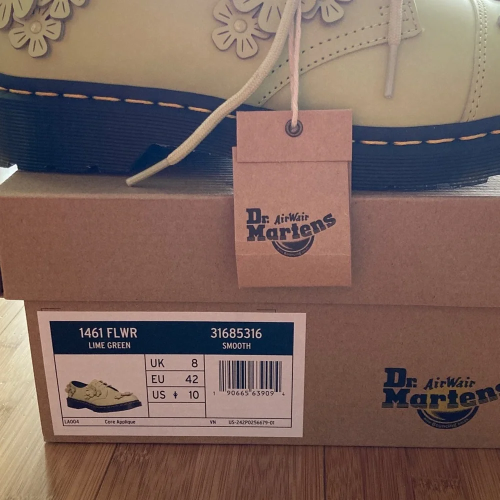 Dr. Martens Floral Lime Green Flats - Picture 2 of 3